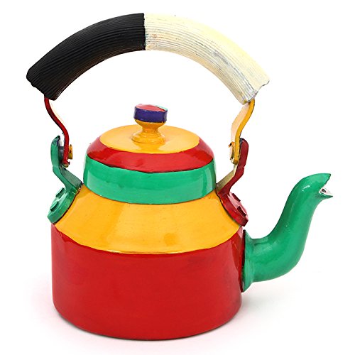 Kaushalam Decorative Hand Painted Aluminium Tea Kettle Pot For Home And Kitchen Indian Style
