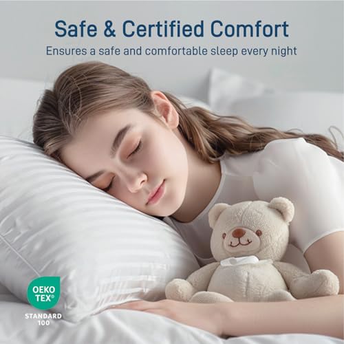 Ankwos Hypoallergenic Side Sleeper Pillows Queen/Standard Size Set Of 2 - Soft And Cooling - Hotel Quality Soft Pillows With 100% Cotton Cover Down Alternative Filling,Oeko-Tex Certified thumb #4