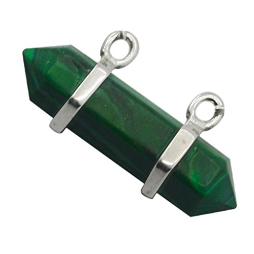 Pendentif malachite verte en argent sterling 925 avec chaine en forme de balle
