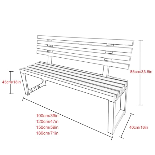 Banc de jardin extérieur durable structure acier traité tout temps décoration - 2