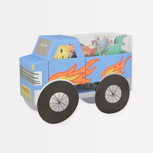 Meri Meri Monster Truck Cupcake Kit (Pack of 24), Includes Cake Toppers and Cupcake Cases, Birthday Party Decorations, Kids & Adults