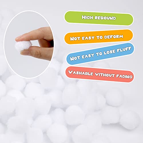 image for MORFEN 150 Pieces Pom Poms, 1 Inch White Craft Pom Poms, Fuzzy Pompom 