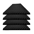 Yaolabjer 4 PCS Black Acoustic Foam, 48"X 24"X 2" Egg Crate Foam, Soundproof Foam, Fireproof Studio Foam Panels, Sound Absorbing Foam, Sound Proof Foam Panels, Sound Proof Panels For Walls