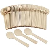 4-Inch Wooden Ice Cream Spoons - Disposable, Compostable Mini Spoons for Desserts - 200 Pack