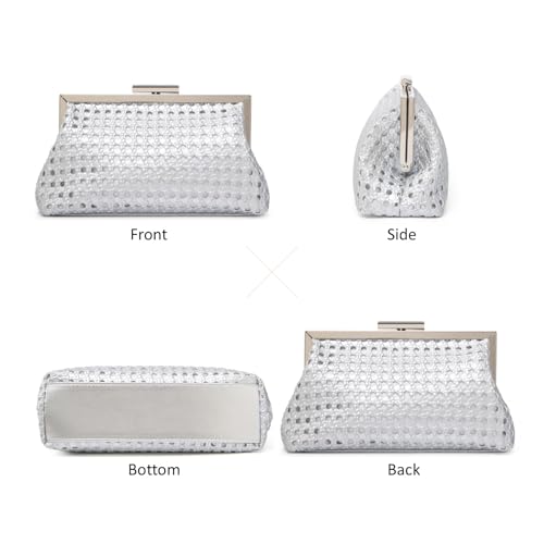Image of DETARA Woven Evening Bag Clutch Purses for Women Fashion PU Leather Crossbody Purse for Wedding Party and Prom