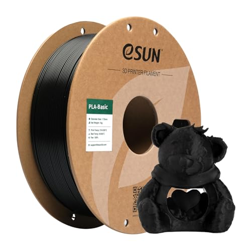 Image of eSUN PLA Basic Filament 1.75mm, 1KG Spool (2.2 LBS) High Speed Printing 3D Printer PLA Filament,Designed for Fast Printing, Black