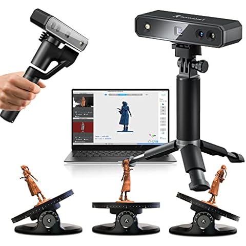 Revopoint MINI 3D-Scanner, 0,02 mm Genauigkeit 3D Scanner mit zweiachsigem Drehteller und Handstabilisator, 10 fps binokularer Blaulicht-3D-Scanner zum Scannen von Schmuck, Industrieteilen Cover