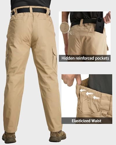Men's Tactical Cargo Pants, Lightweight Water-Resistant, Ripstop Fabric for Hiking, Work, Outdoor Activities3