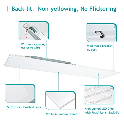 Image of 1x4 LED Flat Panel Light LED Troffer Drop Ceiling Light 4 Pack
