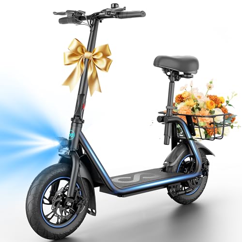 URBANMAX C1 Electric Scooter with Seat,450W Motor, 22-Mile Range, 15.5 Mph Max Speed, Foldable E-Scooter for Commuting with Basket