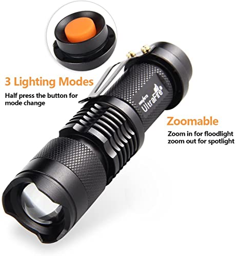 Ultrafire 5 Pack Sk68 Tactical And Small Flashlights,7W 3-Mode Pocket Torch Adjustable Focus Zoom Light Lamp #TOP3
