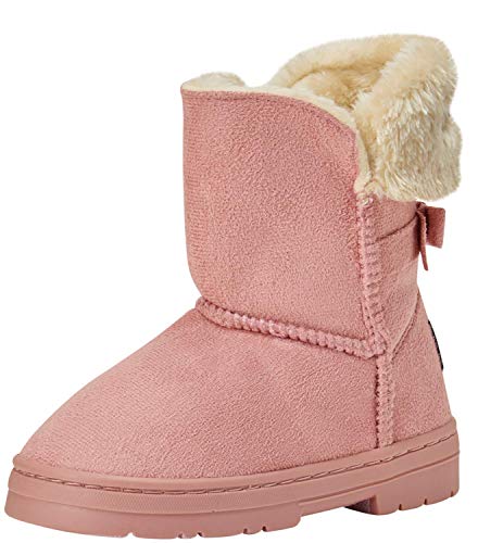 bebe Girls  Faux Fur Lined Winter Boots with Back Bow (Toddler Little Kid Big Kid) (13 Little Kid, Blush)