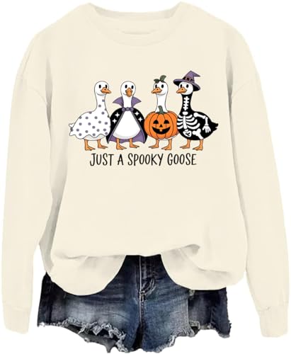 Just A Spooky Goose Sweatshirt & Hoodie Just A Spooky Goose Shirt Long Sleeves Halloween Sweater4