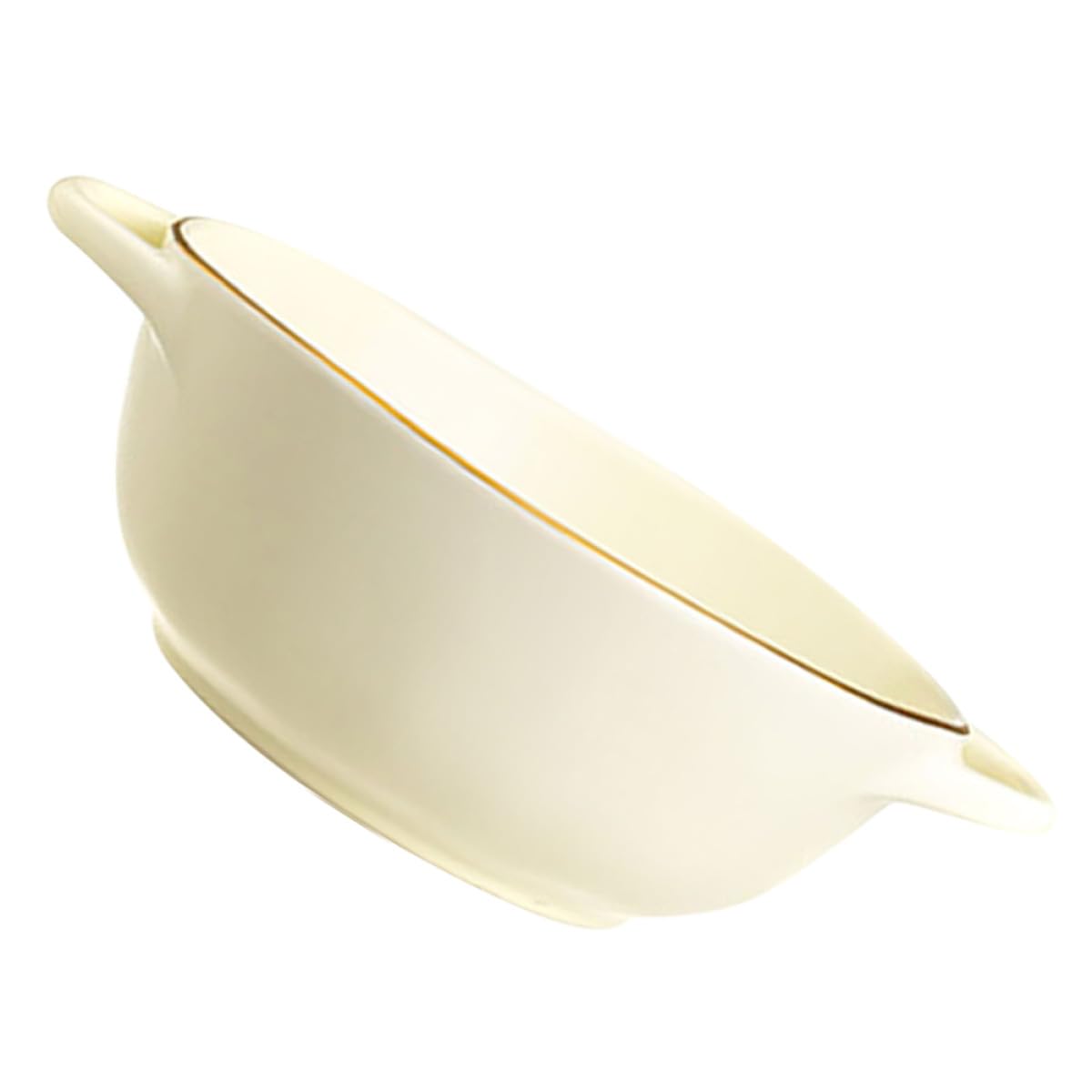 Tazón Doble Asa Resistente al Calor y Apto para Horno y Lavavajillas de Cerámica Beige de 1200ml Adecuado para Decoración de Cocina y Servir