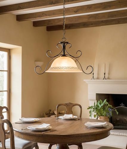 Generico Lampadario classico in ferro battuto 1 luce Forgiato per ingresso, salotto, soggiorno, sala da pranzo, cameretta, cucina