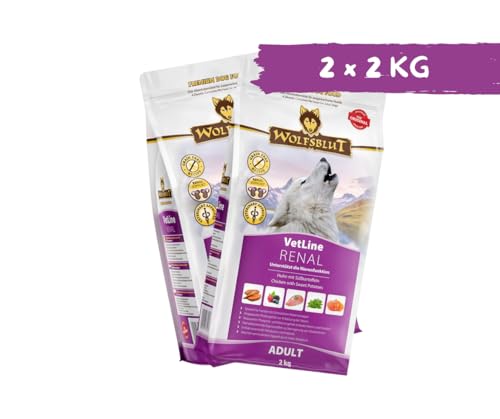 Wolfsblut Vetline Hundefutter - RENAL, 2x2kg - Sparbundel, Sparpaket - inklusive Warnicks Tierfutterservice Hundesnack Goodie