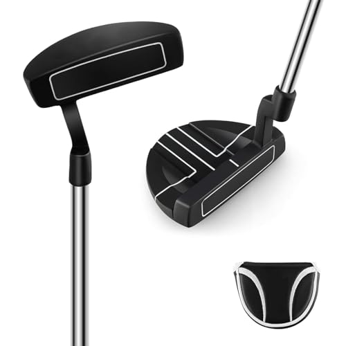 COSTWAY - COSTWAY Club de Golf Putter 89 cm pour Droitier, Putter de Golf Style Maillet avec Lignes d'Alignement Couvre-Golf, Coin de Pincement 3° et Inclinaison 72° pour Débutant et Expérimenté