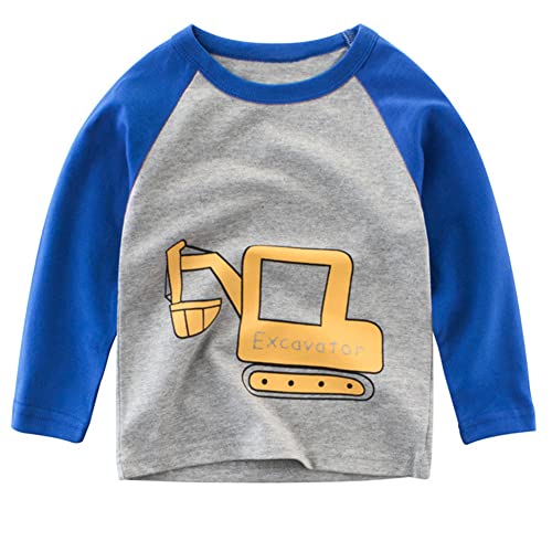 Toddler Boys 3-Pack Long Sleeve Excavator T-Shirt 100% Cotton Basic Tops Car Shirt2