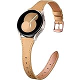 GEAK Slim Leather Band Compatible with Galaxy Watch 7 Band/6 5 4 FE 40mm 44mm/5 pro 45mm/Classic/Galaxy Active 2, 20mm Genuine Leather Strap with Quick Release Buckle for Samsung Watch Bands Women