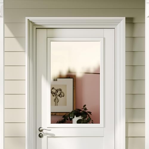 Lakenyon Entry Door Glass Replacement, 22 Inch X 36", 1-Lite Clear Tempered Glass Insert Kit With White Frame thumb #3