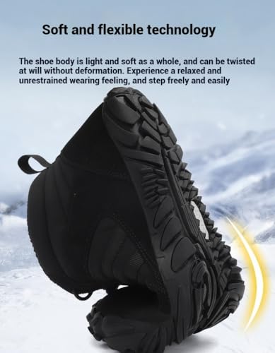 Barefoot Shoes Women Men, Winter Warm Comfortable Non-Slip Barefoot BootsWide Toe Box Winter Hiking Boots3
