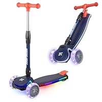Zoom Cruzer Kids 3 Wheel Scooter - Big Wheels Light Up Scooter For Boys Age 4-10 - Height Adjustable Handlebars - Easy Foldable Design (Colour Blue)