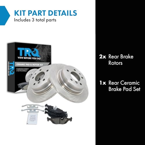 Image of TRQ Rear Brake Pad and Rotor Set Ceramic Compatible with 1988 BMW 535is