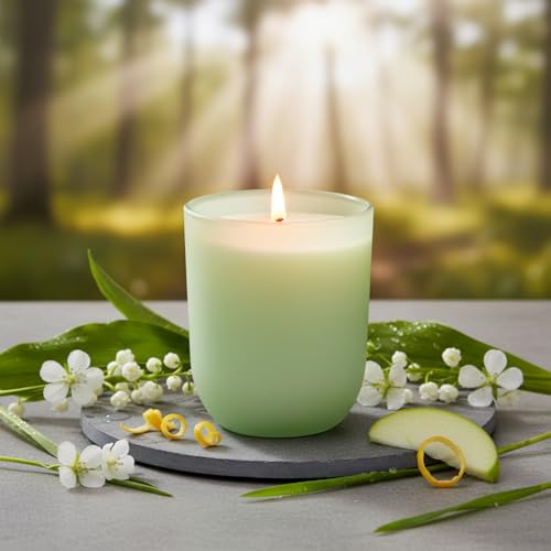 Image of AuraDecor Luxury Scented Candles, Rose Amour, Emerald Dawn, Celeste Tide, 35-40 Hours Burn Time, Luxury Soy Blend, Aromatherapy Home Fragrance Collection (Emerald Dawn)