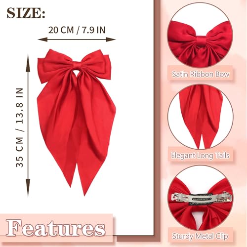 Pinzas para pelo con lazo rojo clásico grande 13.8 x 7.9 in miniatura 4