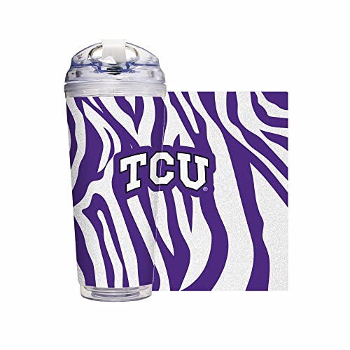 Image of Rico Industries NCAA Glitter 24oz Acrylic Glitter Tumbler with Hinged Lid, Officially Licensed Double Wall Tumbler with Straw