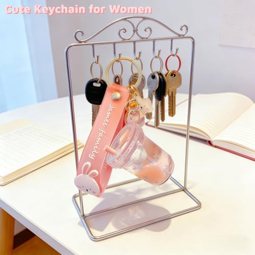 Rertnocnf Cute Keychain Animal Liquid Floating Kawaii Keychains Backpack Pendant Charm Wristlet Key Ring for Girl Women