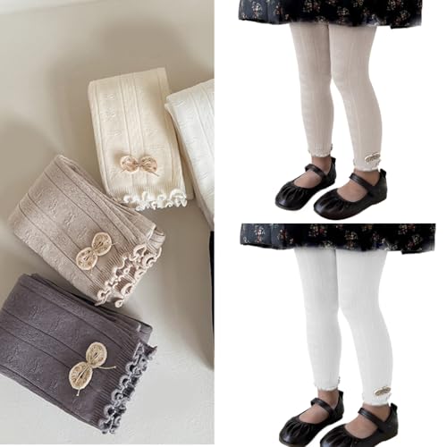 Elastic Kids Leggings Breathable Baby Girls Tights Bowknot Decor Bottoming Trousers Comfortable Children Cropped Pants2