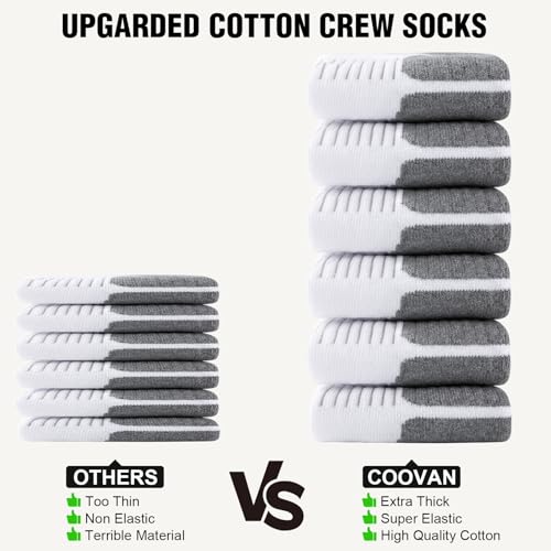 COOVAN Mens Cotton Crew Socks Moisture Wicking Cushioned Athletic Heavy Duty Work Boot Socks 6 Pairs2