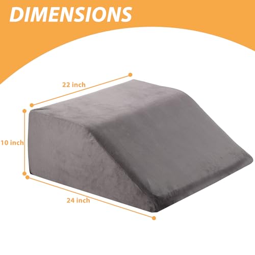 Image of Bedluxe Leg Elevation Pillows, Leg Pillows for Sleeping, Cooling Gel Memory Foam Top, Wedge Pillow for Legs, Leg Wedges for Circulation, Swelling, After Surgery - Removable Cover (10 Inch, Dark Grey)