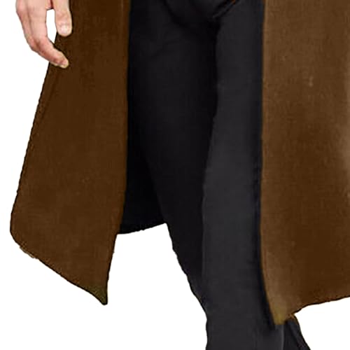 JEShifangjiusu Men'S Wool Blend Coat Windbreaker Notched Collar Single Breasted Pea Coat Warm Winter Long Trench Overcoat2