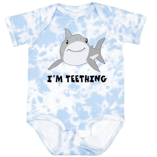 inktastic I'm Teething Cute Shark Baby Bodysuit 6 Months Tie Dye Blue 29044
