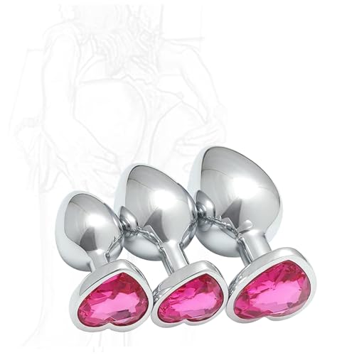 WreGmgg 𝓐𝓷𝓪 𝓹𝓵𝓾𝓰 Yoga Trio, 3 Tailles différentes en Forme de cœur Bas en Acier Inoxydable avec des Pierres précieuses Roses.