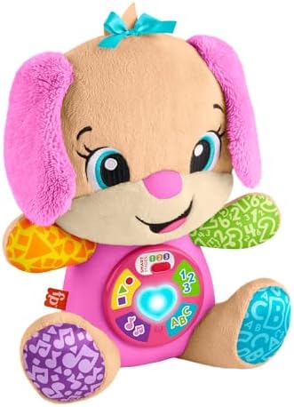 Fisher-Price bebekler için eğitici oyuncak, Eğlen ve Öğren Yaşa Göre Gelişim Köpekçiğin Kız Kardeşi Pembe, 6 ay ve üzeri bebekler için müzikli pelüş oyuncak, JFD34 - Görsel 2