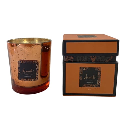 VICEMA Vela Aromática Perfumada, Aromaterapia y Decorativa, Vela en Vaso de Cristal Tamaño Grande 8 x 8 x 9 cm. Aroma a Naranja-canela. Duración 42 horas.