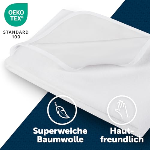 Blumtal Matratzenschoner 140x190cm 2er Set - wasserdichte Matratzenauflage 140x190cm aus 80% Baumwolle - Oeko-TEX zert… – Ansicht 5