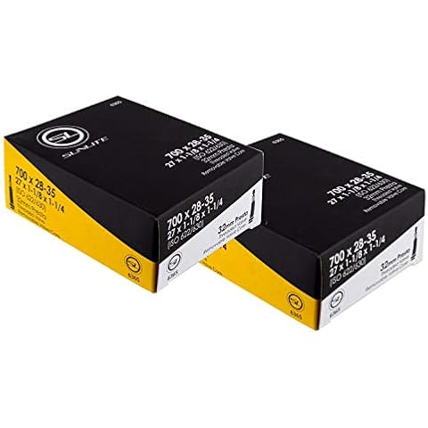 2 Pack - Bike Tube, Presta Valve 700c x 28-35, (27x1-1/8 to 1-1/4), 32mm Presta Valve, Bicycle Inner Tube, Sunlite Cover