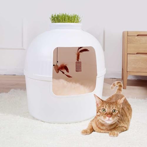 Caja de arena para gatos cerrada de material PP color blanco miniatura 7