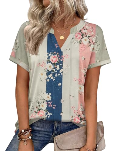 Image of Zeagoo Womens Tops Short Sleeve Summer V Neck Shirts Work Blouses Business Outfits Fashion Clothing