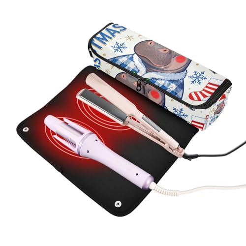 Organizador 2 en 1 para herramientas de cabello y tapete resistente al calor con cierre impermeable portátil para plancha, rizador y secador de cabello miniatura 2