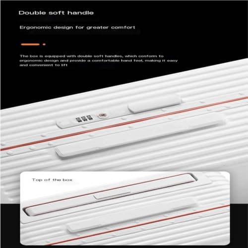 Suitcase Fashionable Wide Trolley Suitcase For Men With Aluminum Frame And Wear-resistant Caster Suitcase For Women Suitcase Tags(White)3
