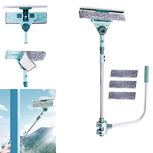 Hooha ガラスワイパー 伸縮式ワンド スクイージー 水切りワイパー窓掃除 窓拭き ワイパー 網戸 高所掃除 スクイジー 両面ガラスクリーニングキット スキージ スクレーパー ポール付き 浴槽/台所/窓/キッチンなどの掃除に適用 スクラバー ガラス掃除プ