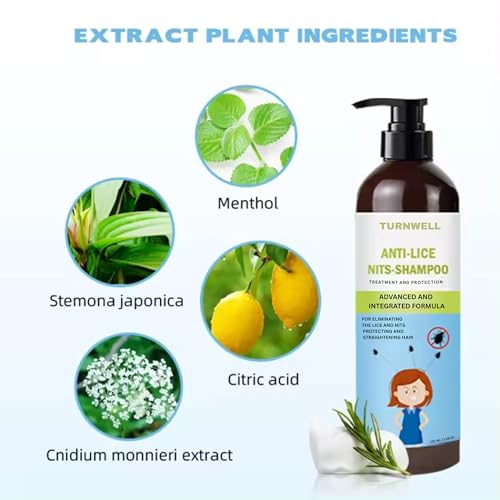 Image of Natural Anti Lice & Nits Remover Shampoo with Rosemary, Tea Tree & Neem Oil | Gentle Lice Treatment for Kids & Adults | Removes Lice & Nits, Cleanses & Protects Hair | Free Lice Comb | SLS & Parabeen Free | (Pack of 2)(200 ml Each)