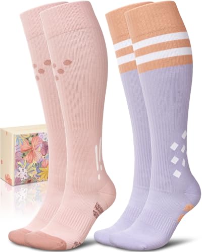 CTHH Thick Cotton Compression Socks for Women 15-20mmHg Cute Knee High Socks Support for Running,...