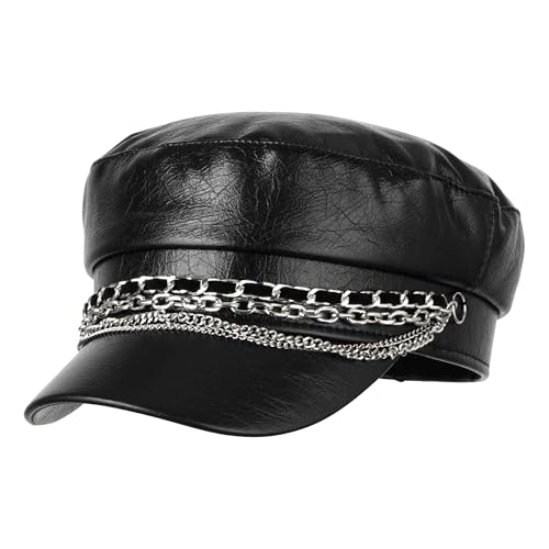 Gorra mujer estilo newsboy piel sintética miniatura 1