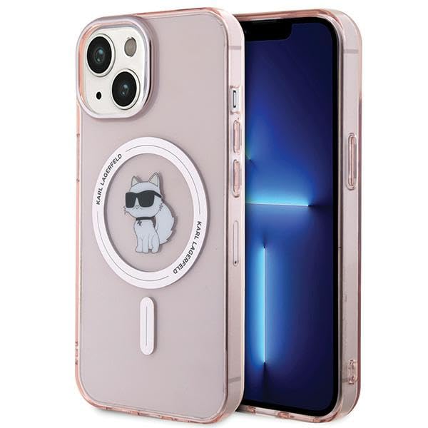 Karl Lagerfeld KLHMP15SHFCCNOP Coque rigide rose pour iPhone 15 6,1" Choupette IML